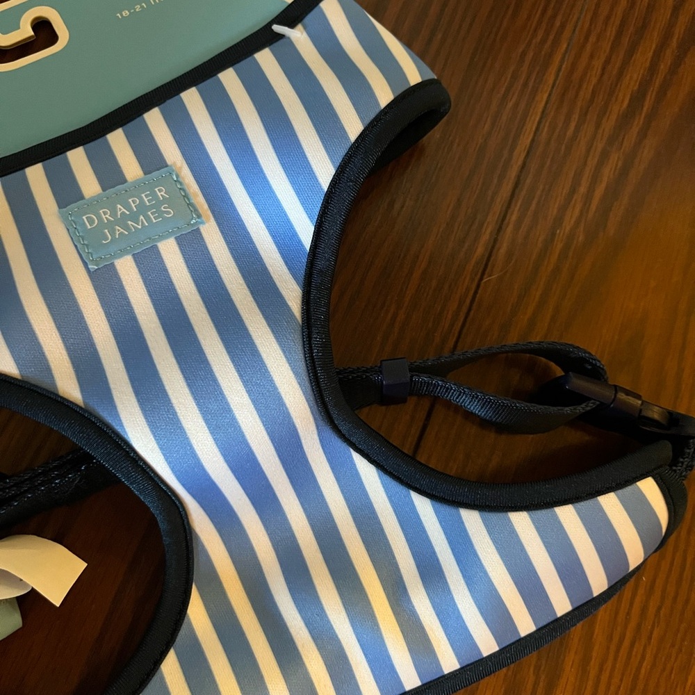 Draper James Blue and White striped  dog Pet Harness